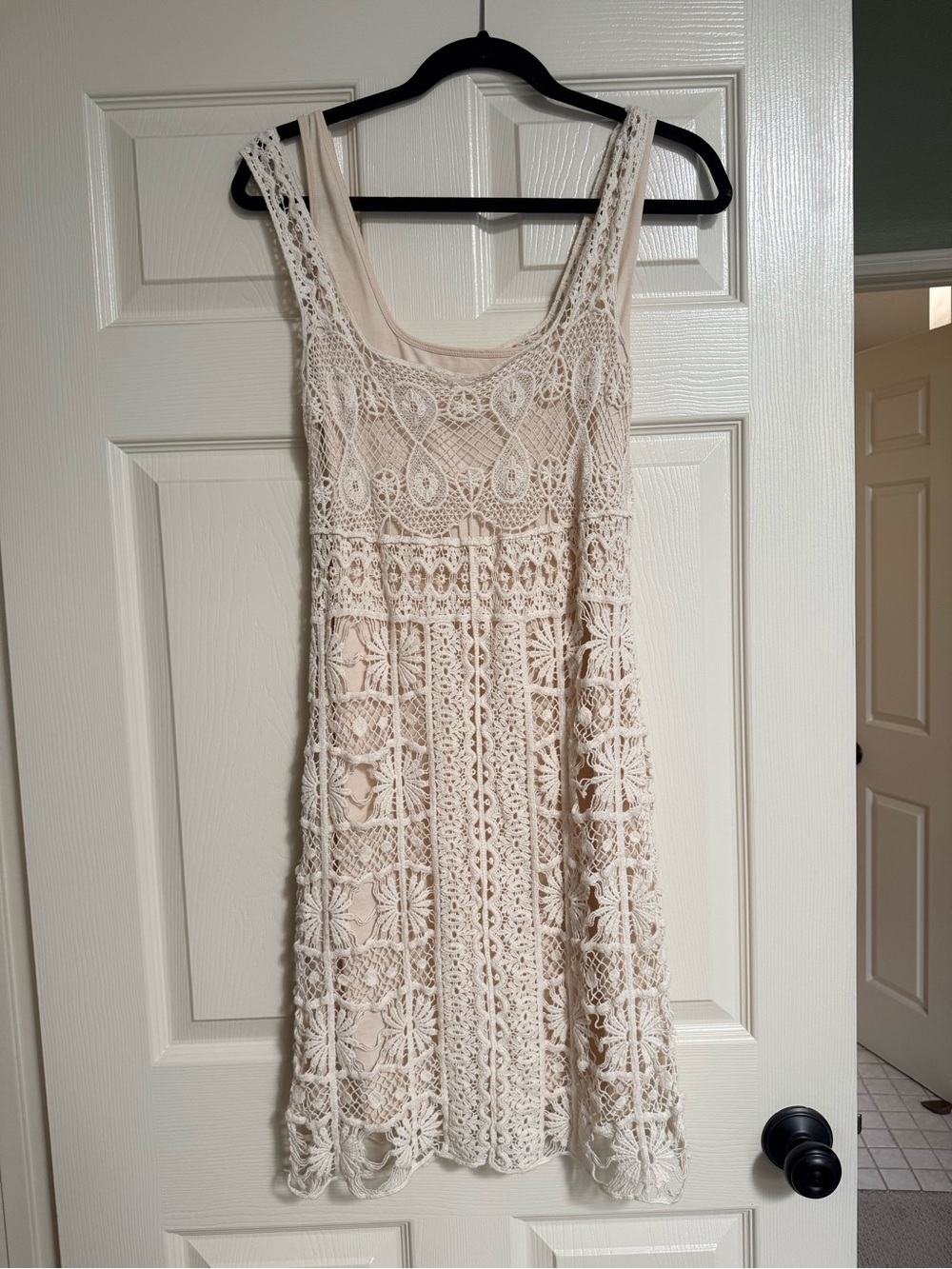 Sleeveless Ivory Crochet Lace Sundress